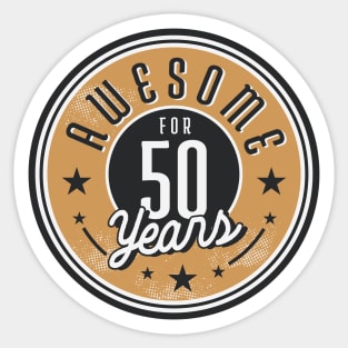 Vintage Awesome for 50 Years // Retro 50th Birthday Celebration Sticker